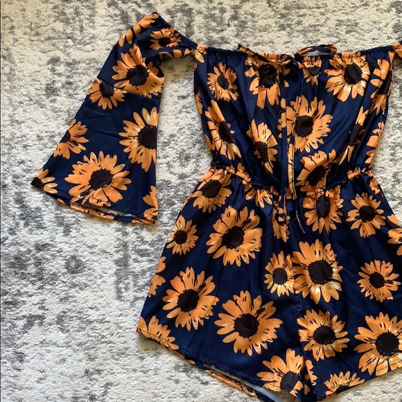 SHEIN Dresses & Skirts - Shein Sunflower Print off shoulder romper Small